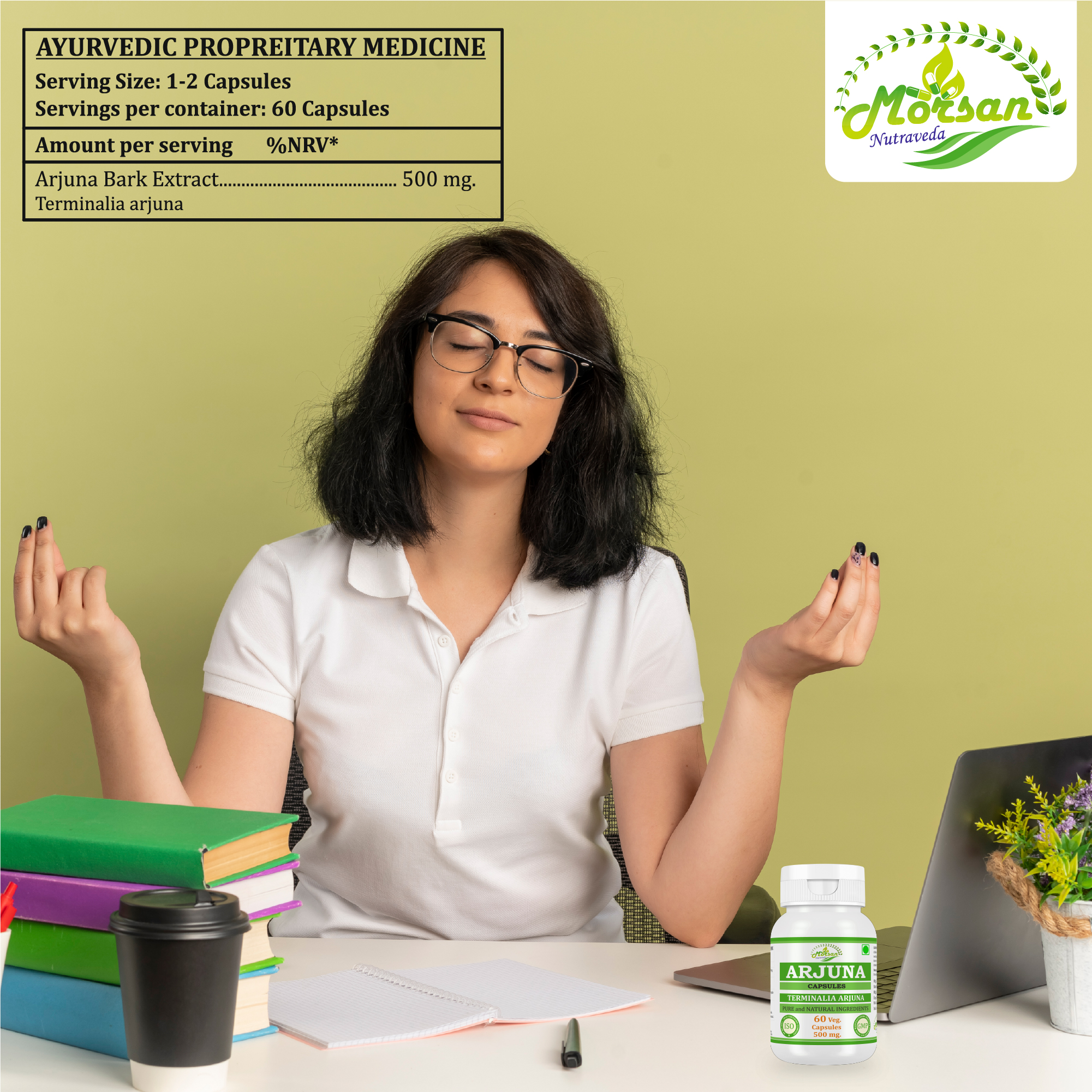 Morsan Nutraveda Arjuna (Terminalia arjuna) Capsules - Image 2