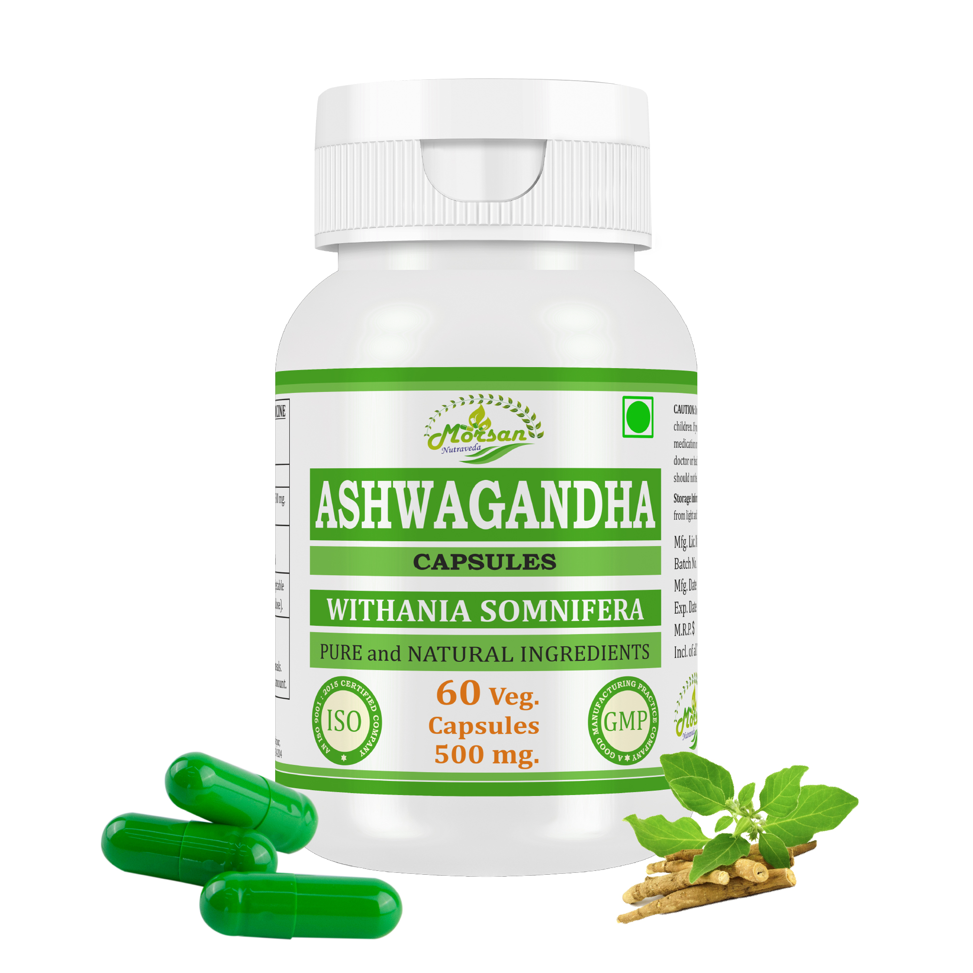 Morsan Nutraveda Ashwagandha (Withania somnifera) Capsules