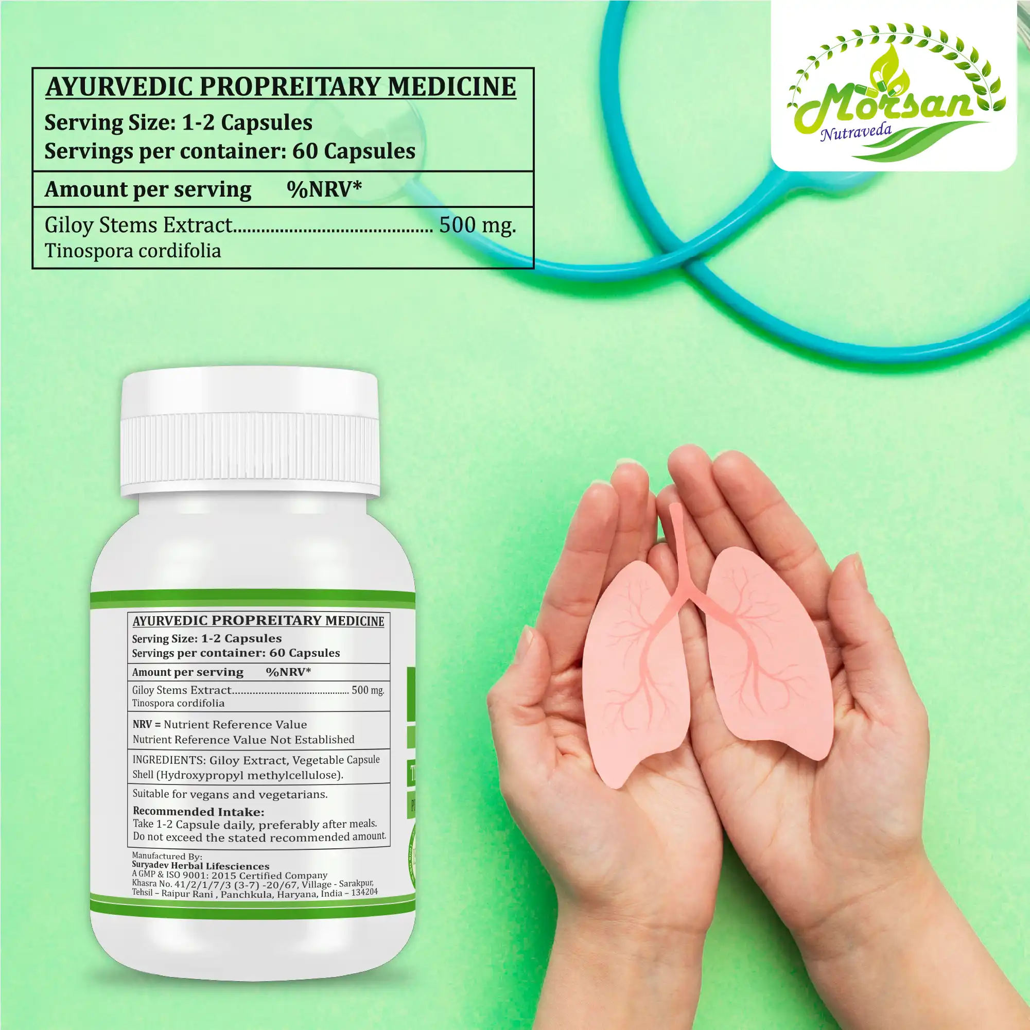 Morsan Nutraveda Giloy (Tinospora cordifolia) Capsules - Image 8