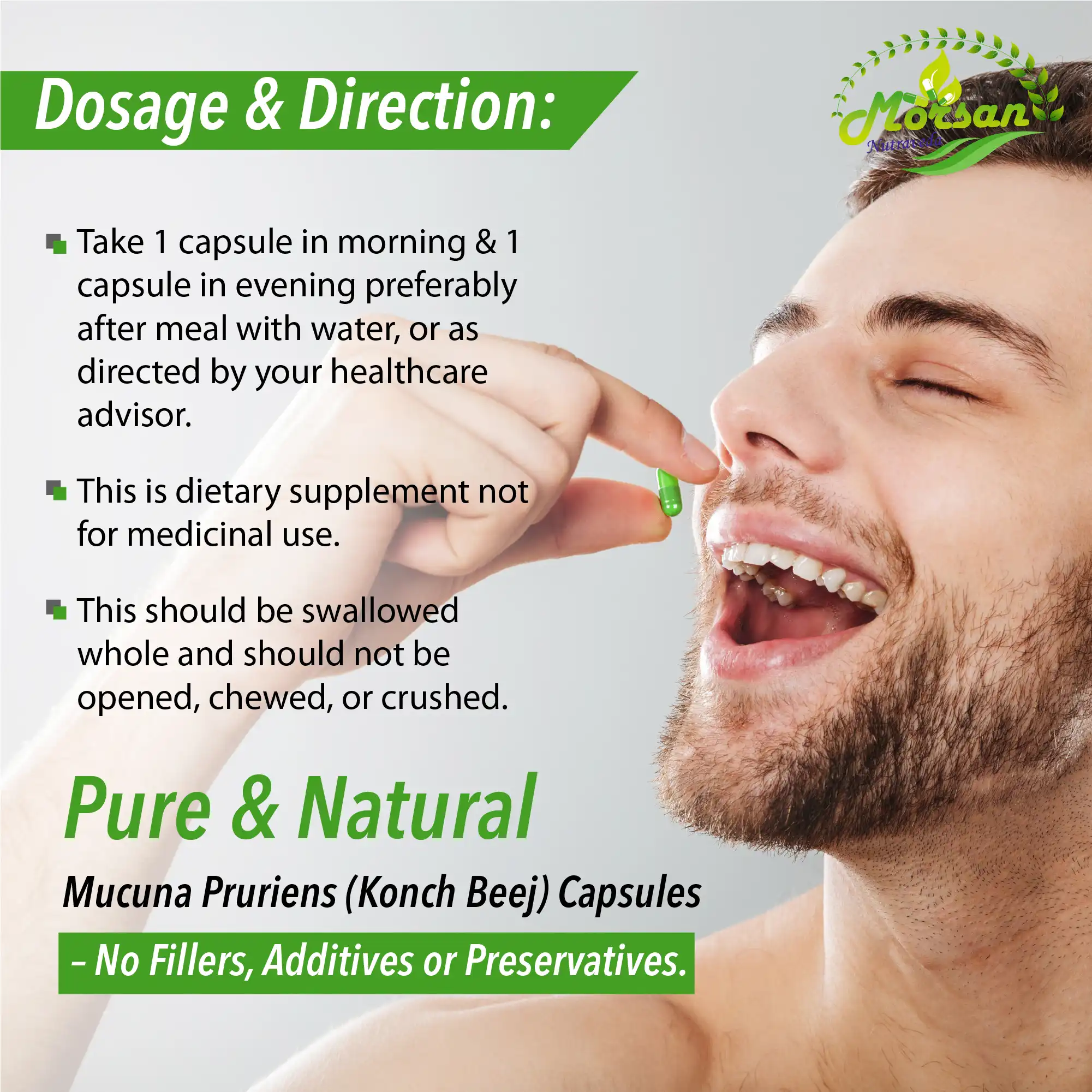 Morsan Nutraveda Konch Beej (Mucuna pruriens) Capsules - Image 7