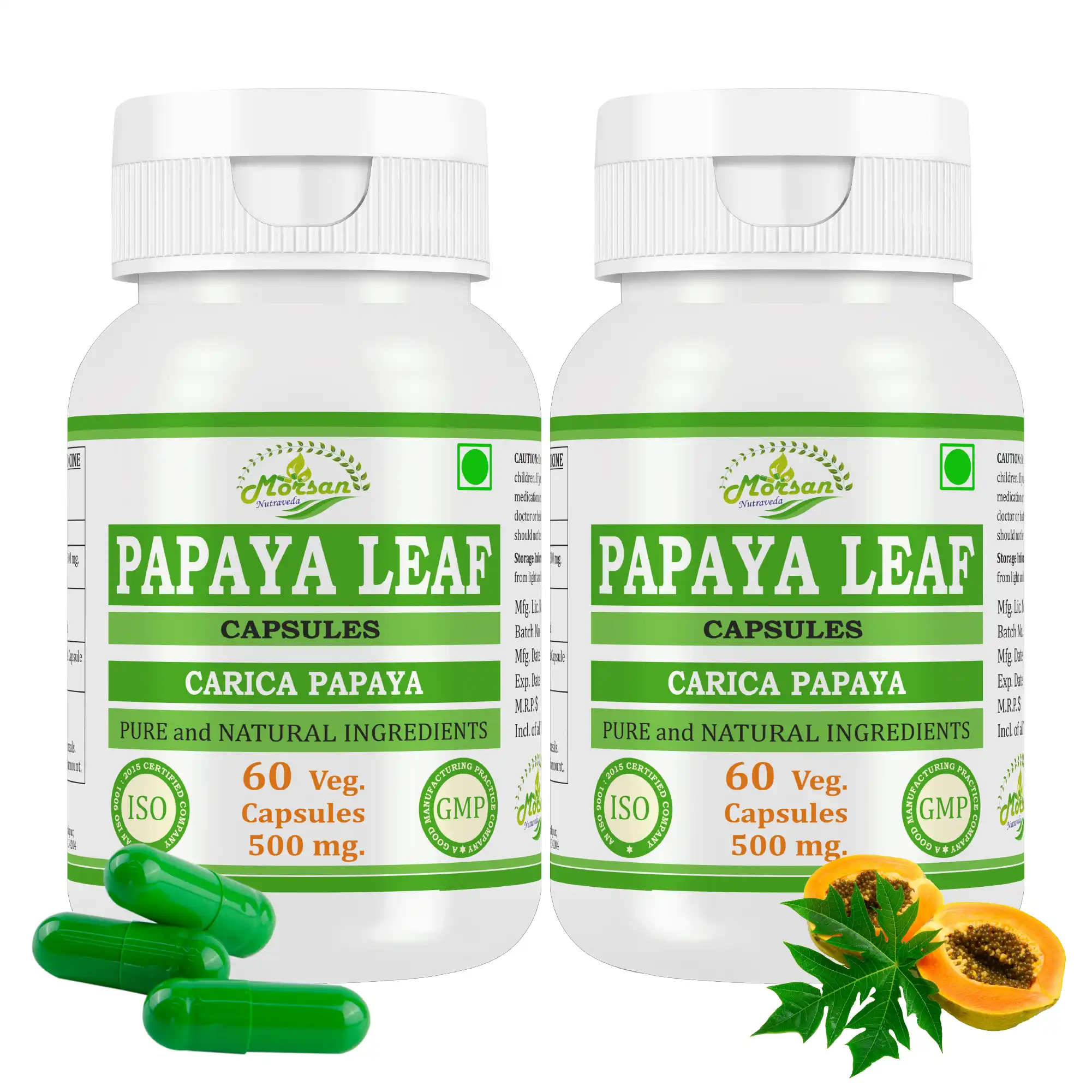 Morsan Nutraveda Papaya Leaf (Carica papaya) Capsules - Image 5