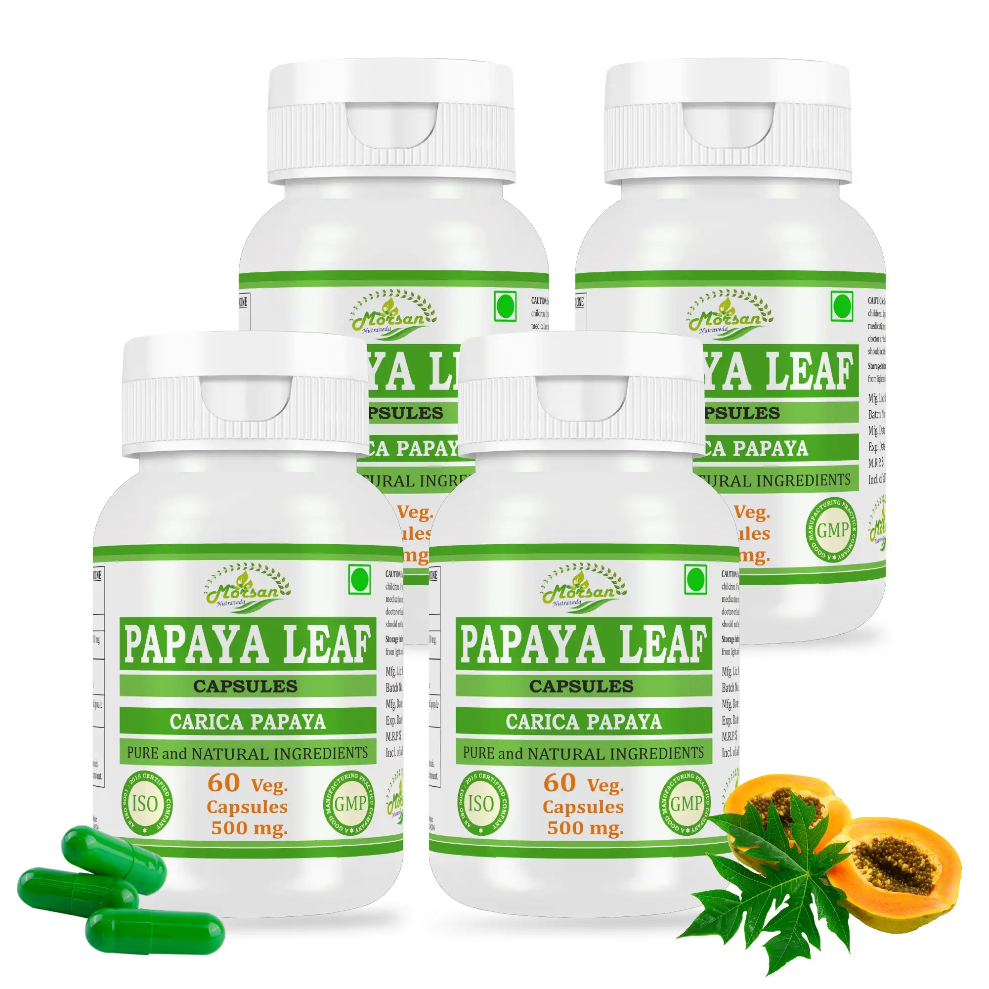Morsan Nutraveda Papaya Leaf (Carica papaya) Capsules - Image 6
