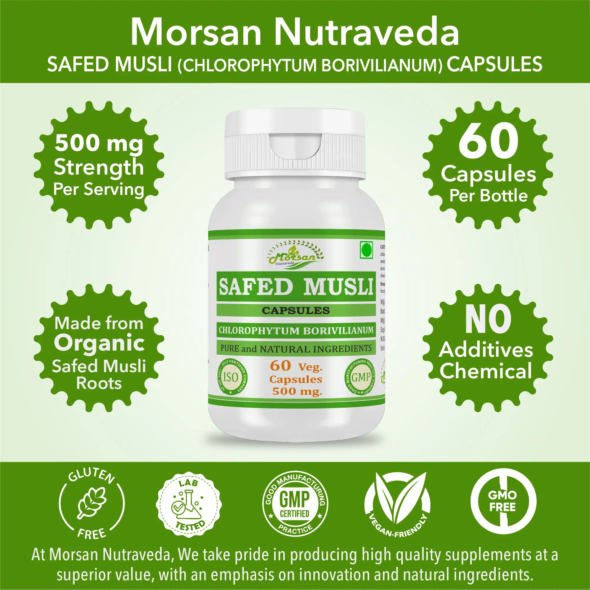 Morsan Nutraveda Safed Musli (Chlorophytum borivilianum) Capsules - Image 3