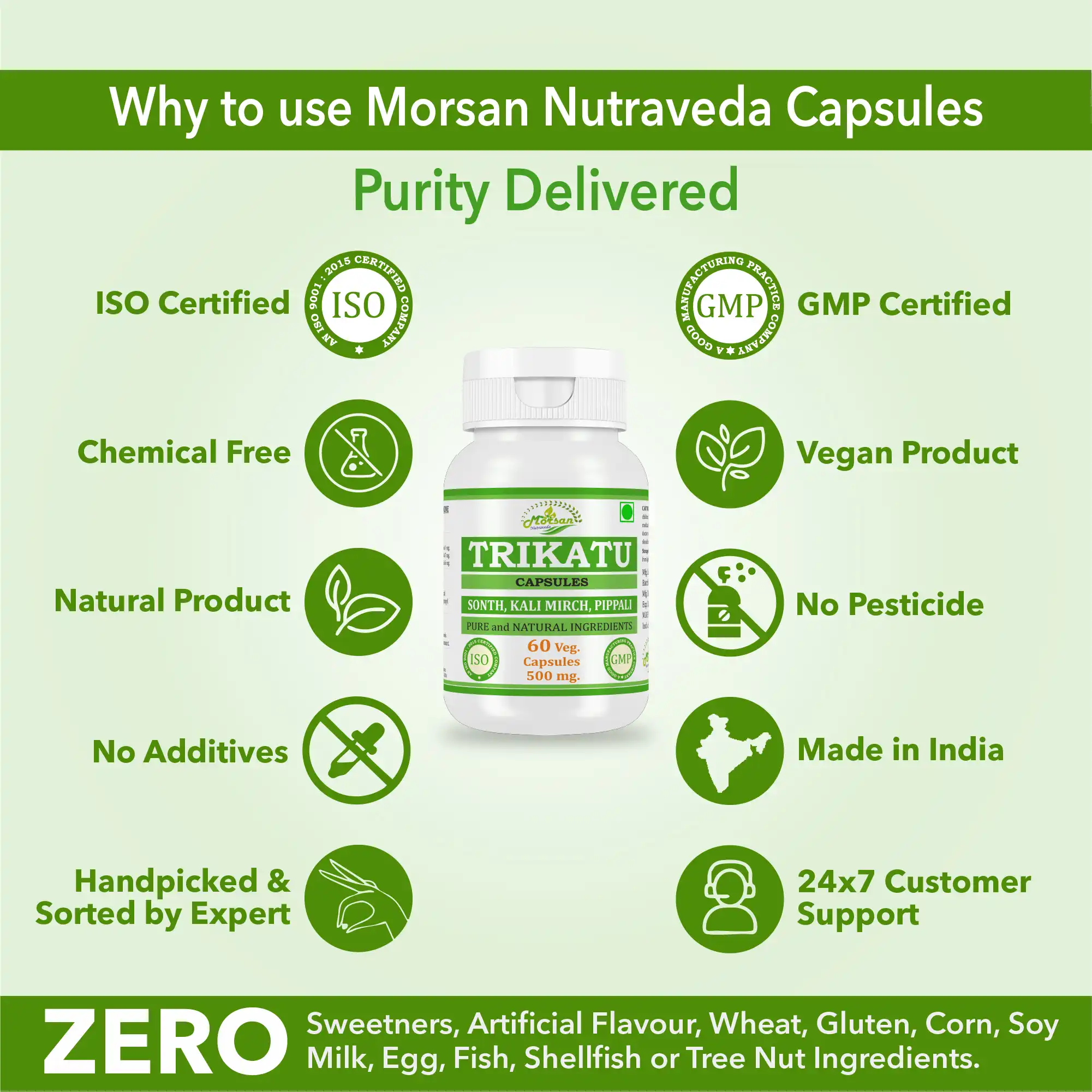 Morsan Nutraveda Trikatu (Piper nigrum, Piper longum & Zingiber officinale) Capsules - Image 4