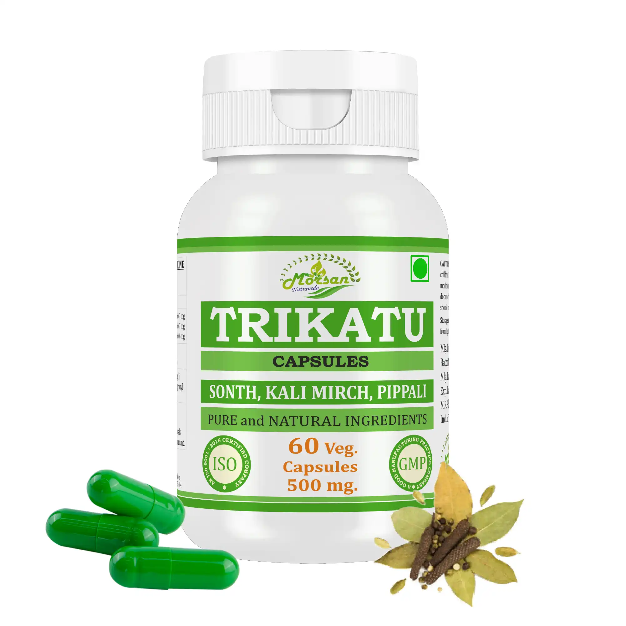 Morsan Nutraveda Trikatu (Piper nigrum, Piper longum & Zingiber officinale) Capsules