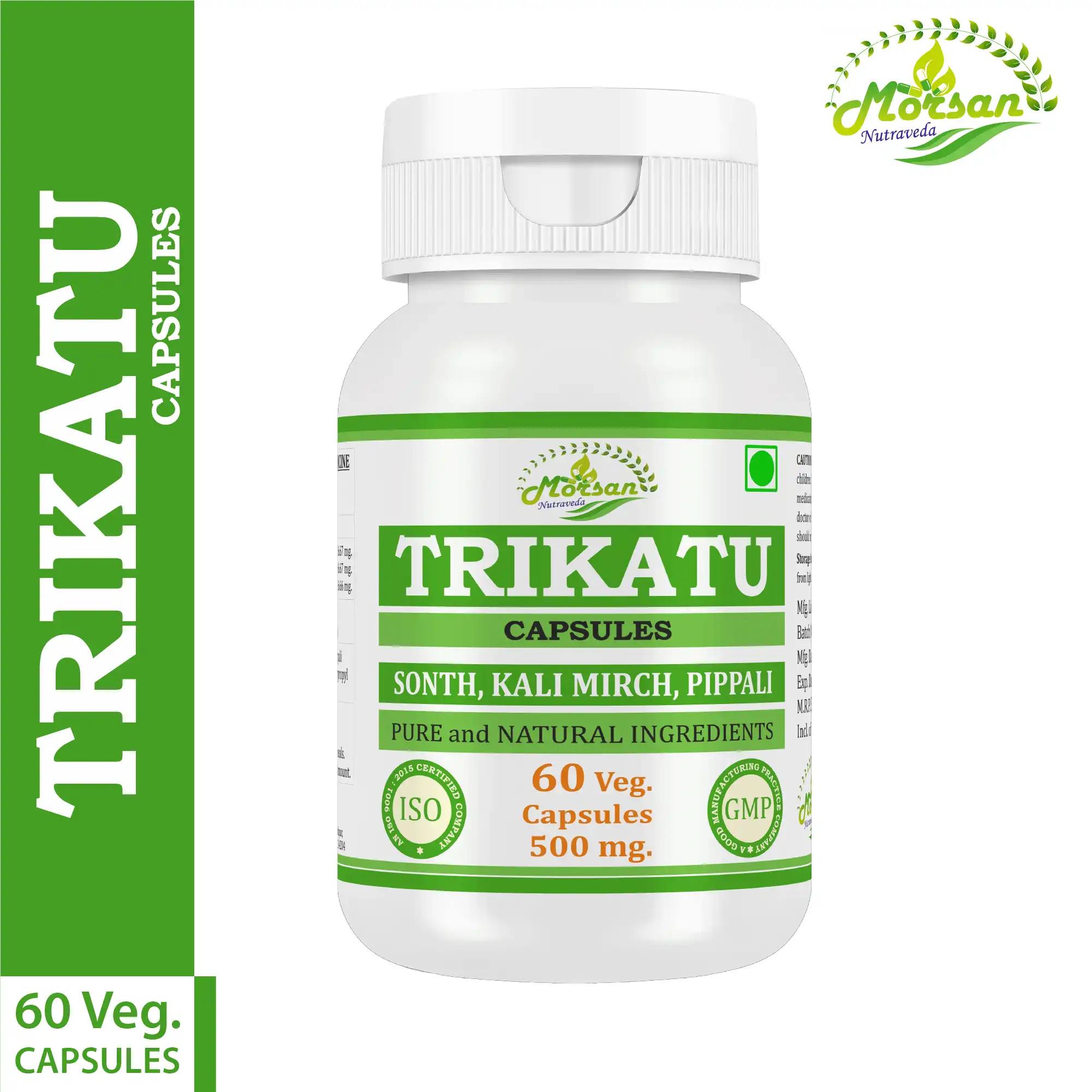 Morsan Nutraveda Trikatu (Piper nigrum, Piper longum & Zingiber officinale) Capsules - Image 5