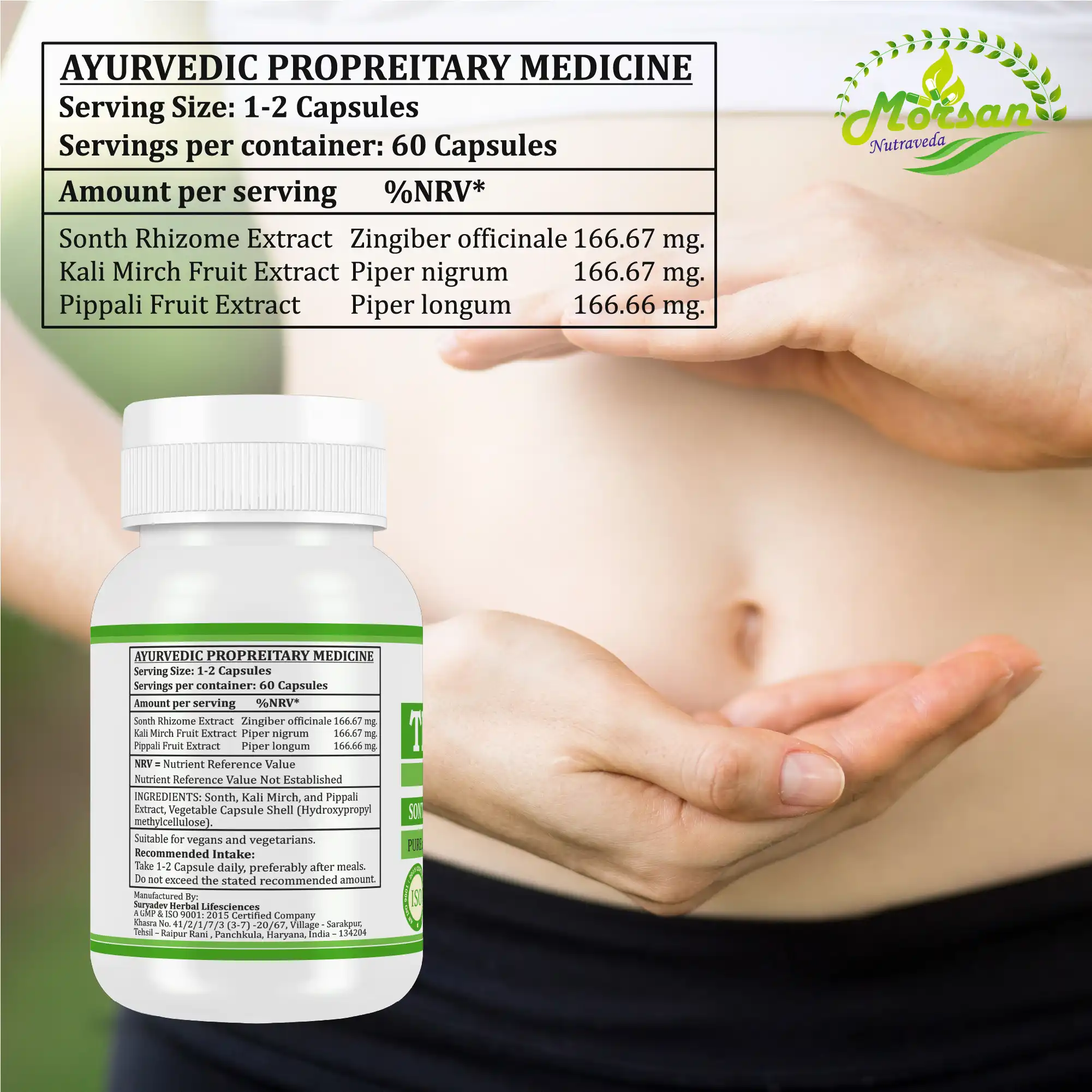 Morsan Nutraveda Trikatu (Piper nigrum, Piper longum & Zingiber officinale) Capsules - Image 8