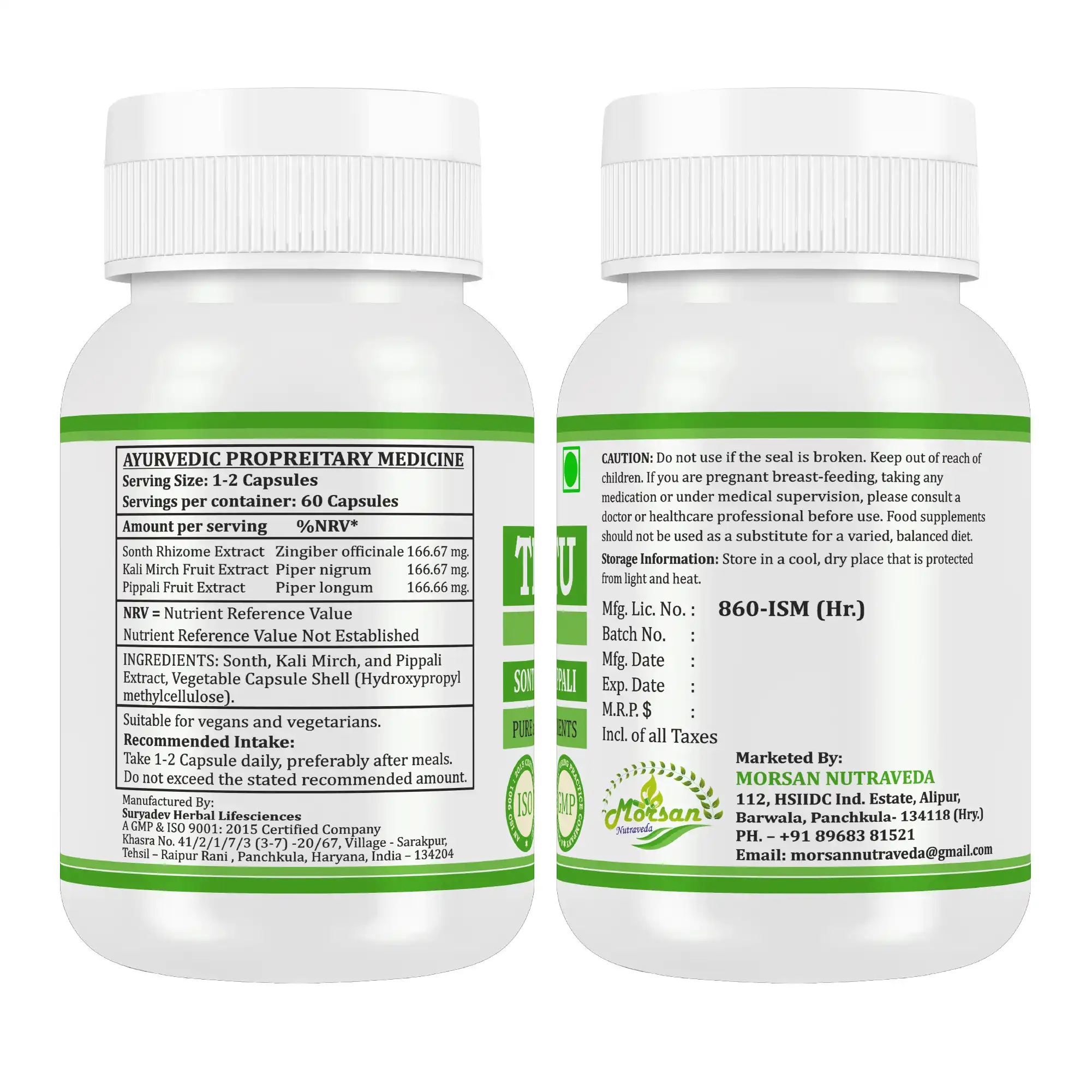 Morsan Nutraveda Trikatu (Piper nigrum, Piper longum & Zingiber officinale) Capsules - Image 9