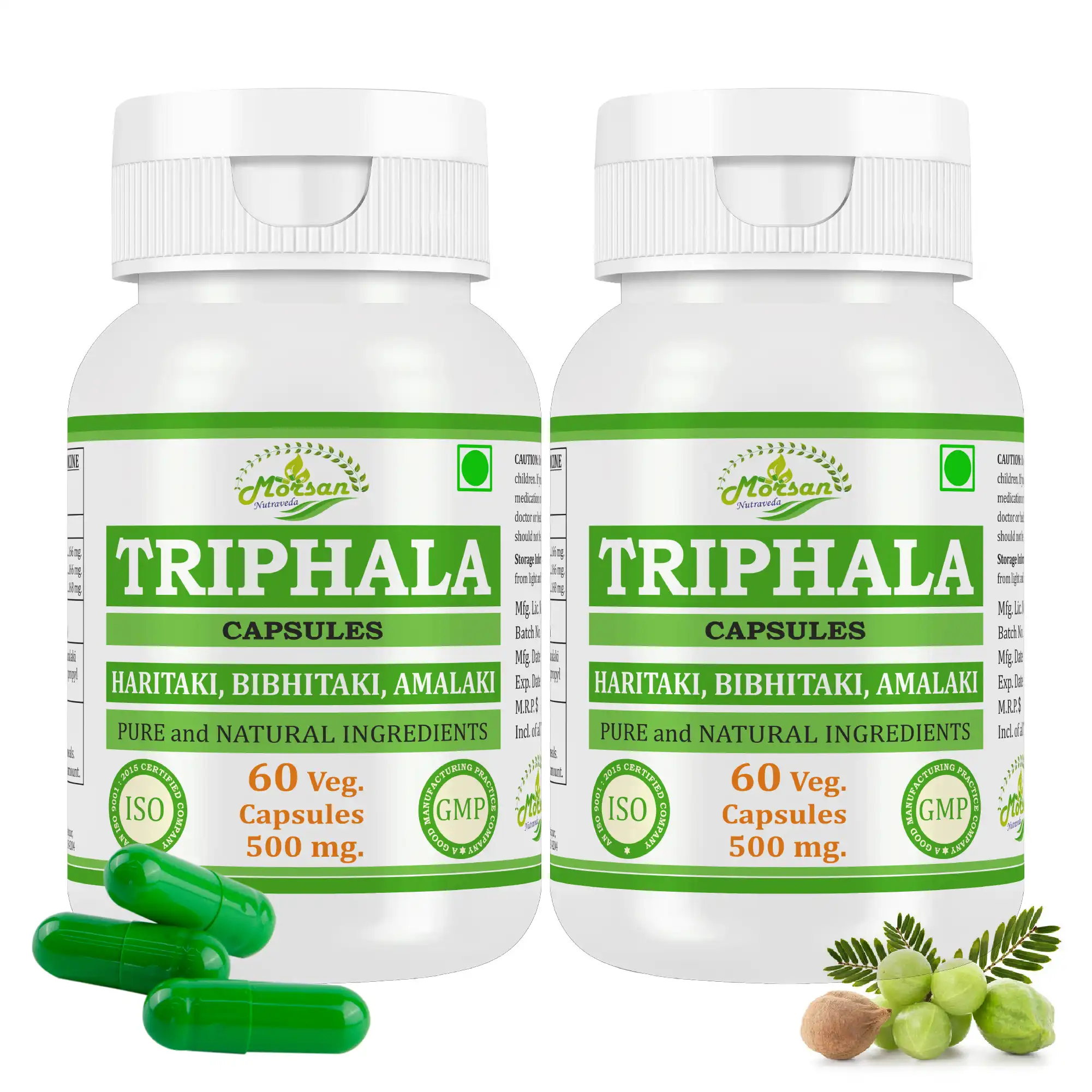 Morsan Nutraveda Triphala (Emblica officinalis, Terminalia chebula & Terminalia bellirica) Capsules - Image 5