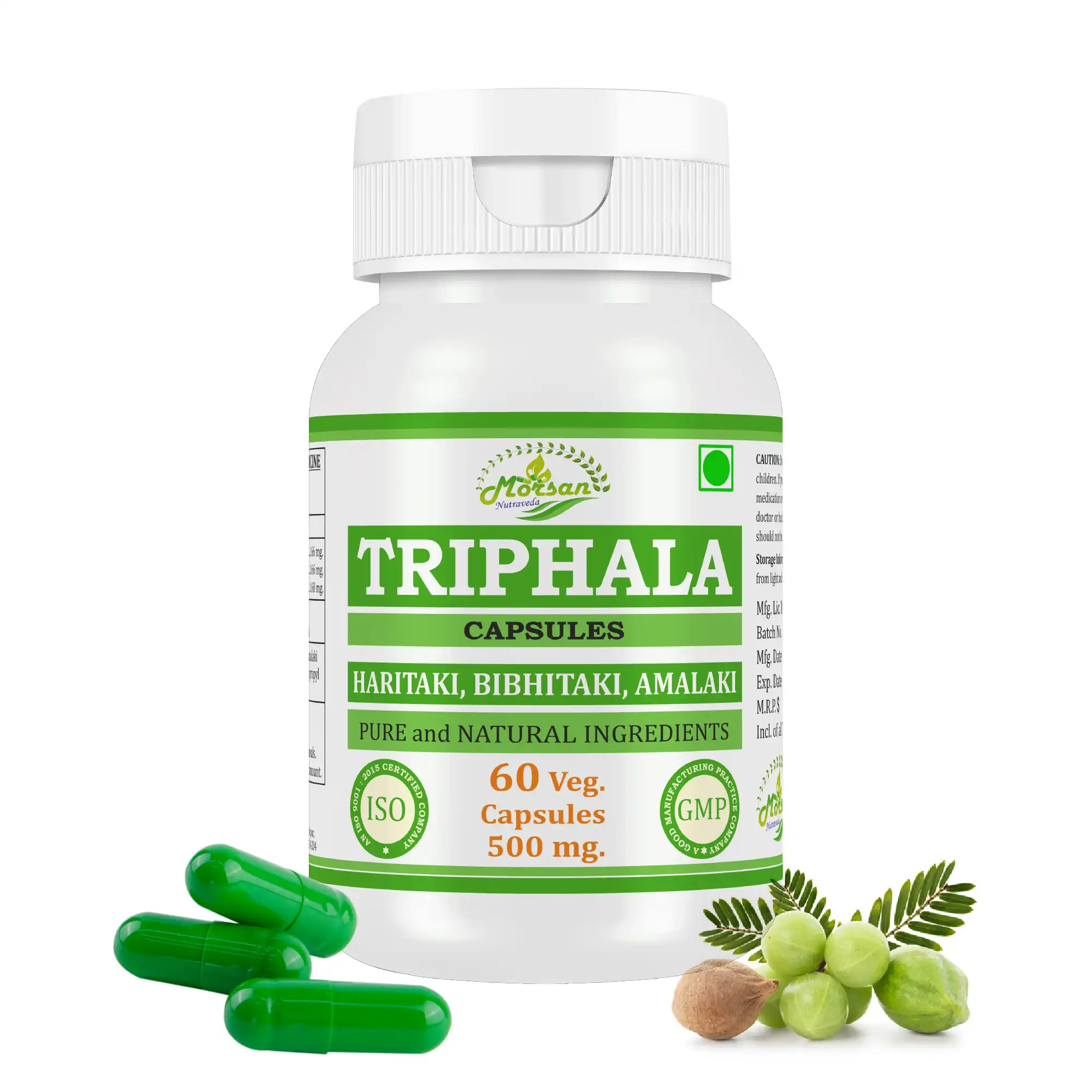 Morsan Nutraveda Triphala (Emblica officinalis, Terminalia chebula & Terminalia bellirica) Capsules
